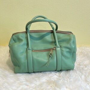 Chloé Mint Green Leather Zip Satchel Top Handle Bag Made in Italy